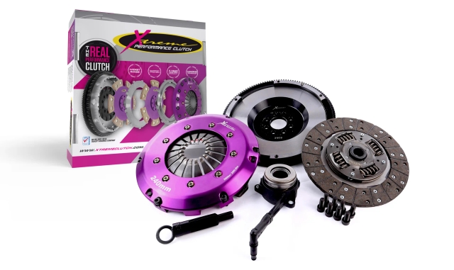 Complete Xtreme clutch kit contents laid out showing all included components, hardware, and documentation